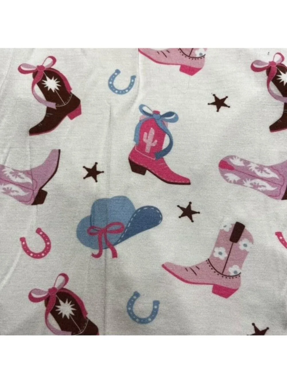 Caden Lane Pink Cowgirl Boot Print Bamboo 2 Piece Pajama Set Size 9-10